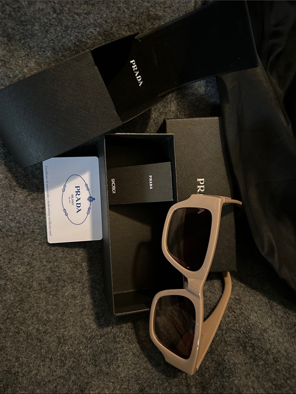 Prada Beige Rectangular Women’s Sunglasses